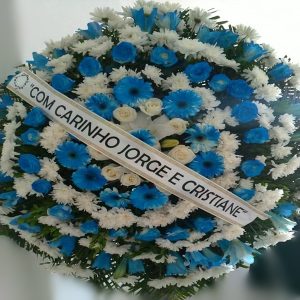 Coroa de Flores Tons Azuis e Branco 2 (Tam: 1,40)