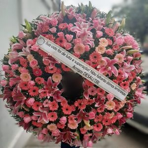 Coroa de Flores Européia Tons Rosa(Tam:1,80)
