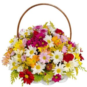 Cesta com Flores Campestres
