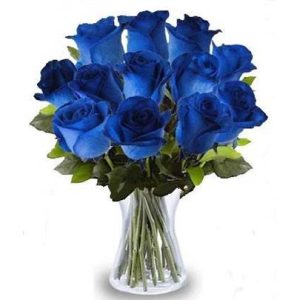 Arranjo no Vaso P com 12 Rosas Azuis