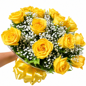 Buquê com 12 Rosas Amarelas