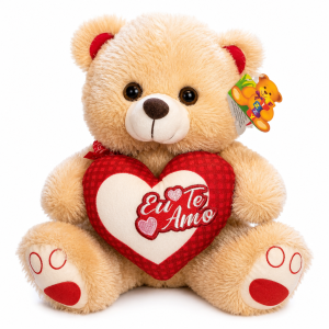 Urso Pelúcia 30cm Coração "Eu te Amo"
