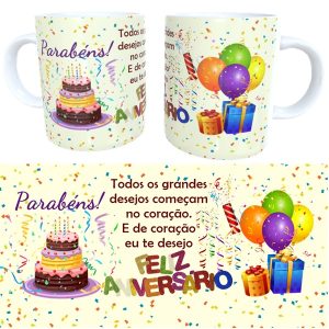 Caneca Feliz Aniversário 325ml (1un)