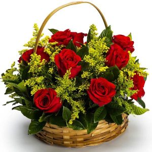 Cesta com 15 Rosas Vermelhas